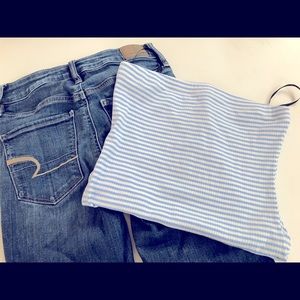 AE Stretch Jegging & NWT Forever 21 Bodysuit LOT